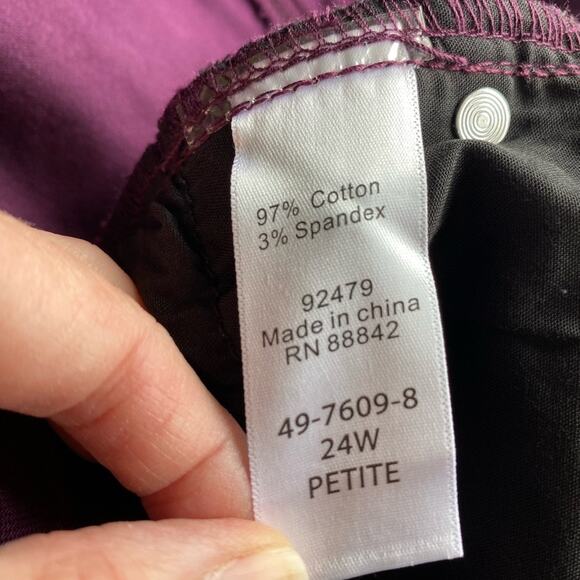 Woman Within 24WP 90's Spring Colorful Plum Sexy Tapered Leg Stretch Denim Jeans - Picture 7 of 8